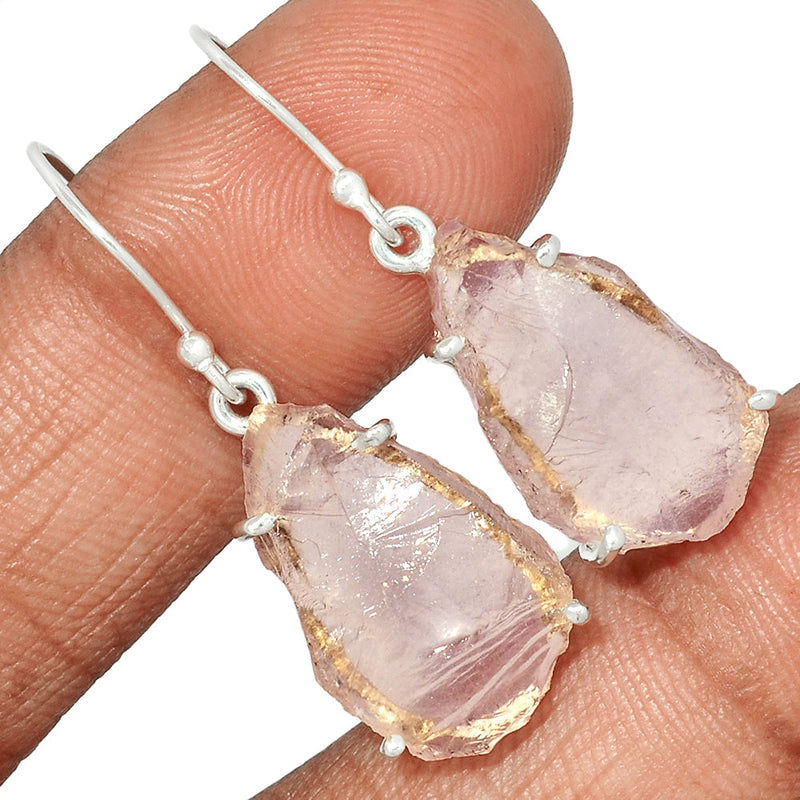 1.3" Claw - Rose Quartz Rough Earrings - RQRE245