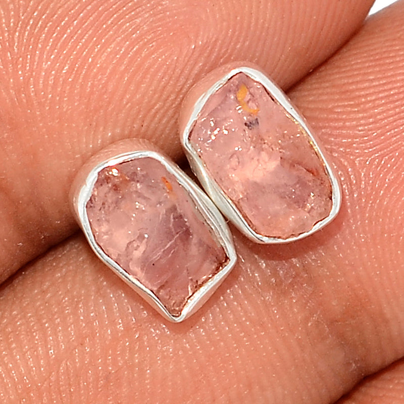 Rose Quartz Rough Studs - RQRS27