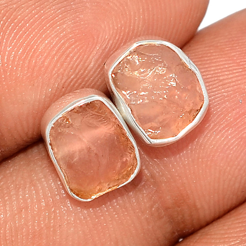 Rose Quartz Rough Studs - RQRS43