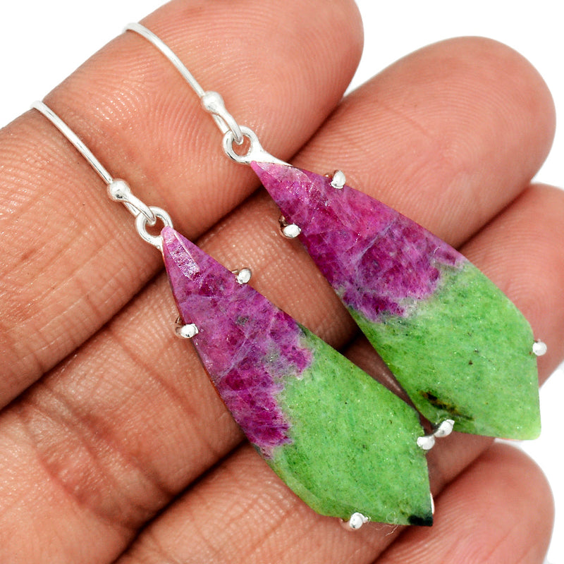 2" Claw - Ruby Zoisite Faceted Earrings - RZFE12