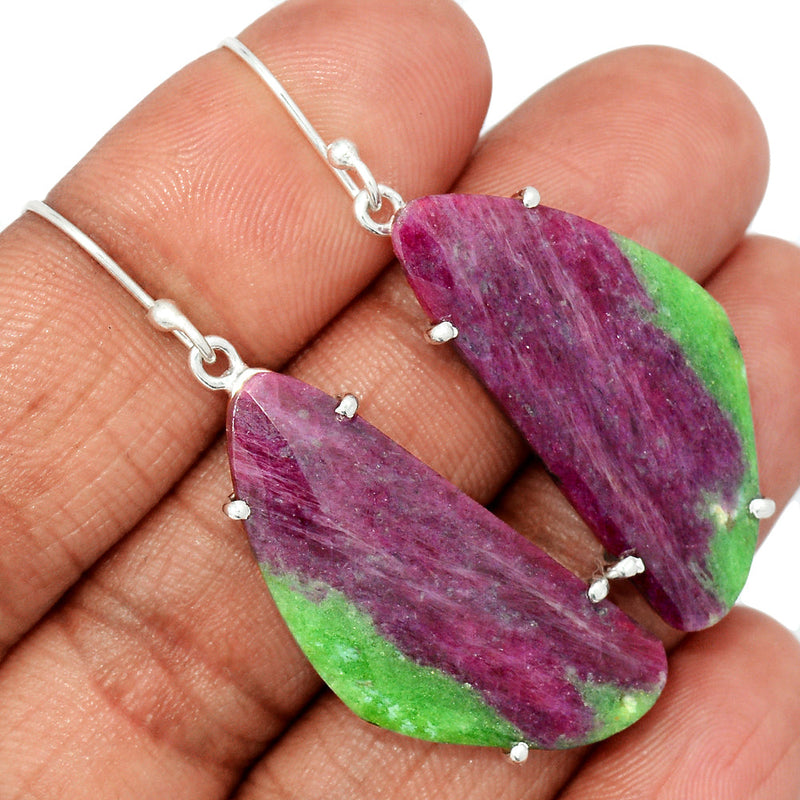 2" Claw - Ruby Zoisite Faceted Earrings - RZFE13