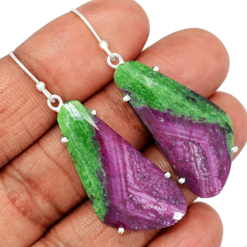 2" Claw - Ruby Zoisite Faceted Earrings - RZFE14