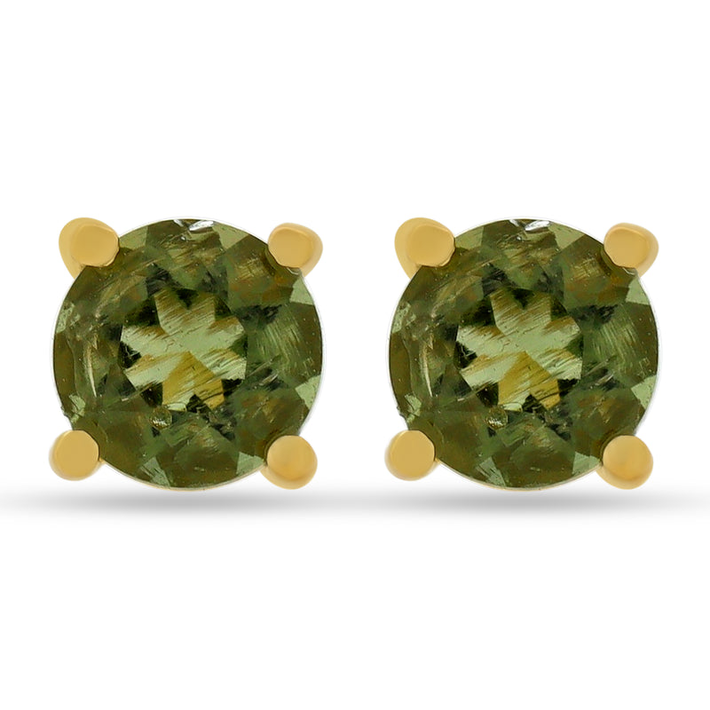 5*5 MM Round - 18k Gold Vermeil - Moldavite Faceted Stud - SBC102G-MDF Catalogue