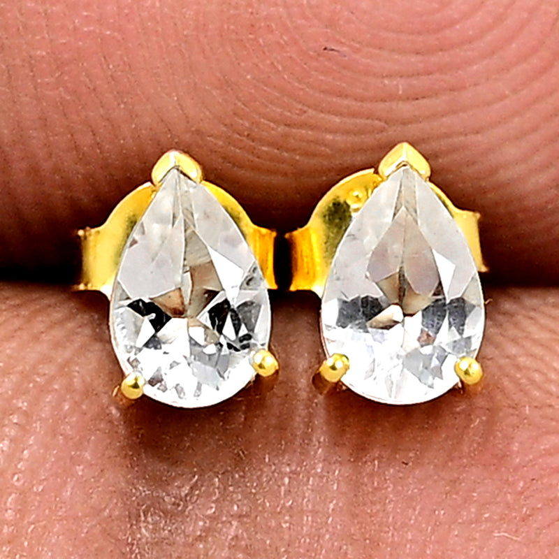 6*4 MM Pear - 18k Gold Vermeil - Petalite Faceted Stud - SBC105G-PTF