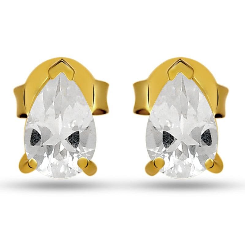 6*4 MM Pear - 18k Gold Vermeil - Petalite Faceted Stud - SBC105G-PTF