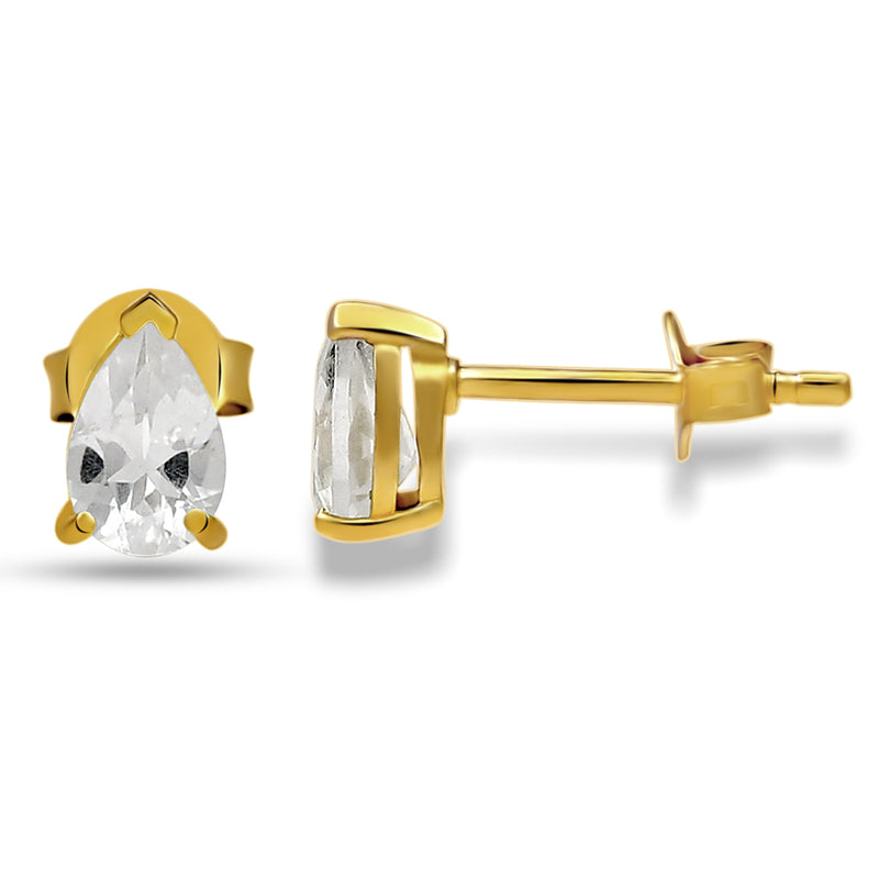 6*4 MM Pear - 18k Gold Vermeil - Petalite Faceted Stud - SBC105G-PTF