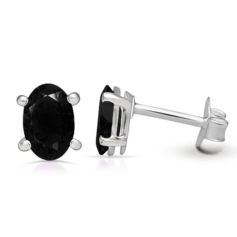 6*4 MM Oval - Black Spinal Faceted Silver Stud - SBC106-BS Catalogue