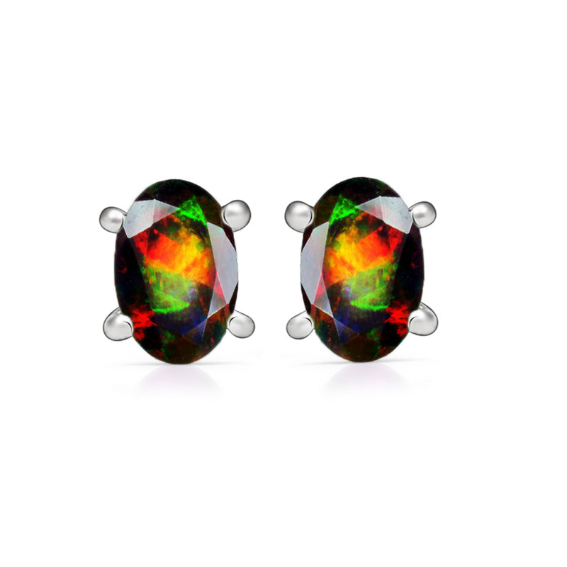 6*4 MM Oval - Chalama Black Opal Faceted Jewelry Stud SBC106-CBF