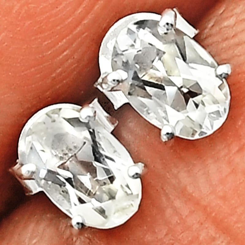 6*4 MM Oval - Petalite Faceted Silver Stud - SBC106-PTF