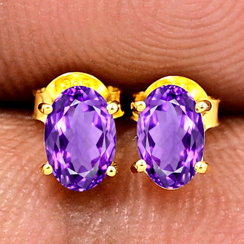 6*4 MM Oval - 18k Gold Vermeil - Amethyst Faceted Stud - SBC106G-AMF Catalogue