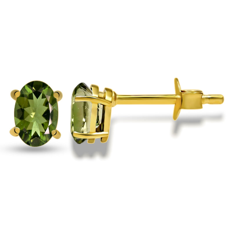 6*4 MM Oval - 18k Gold Vermeil - Moldavite Faceted Studs - SBC106G-MDF Catalogue