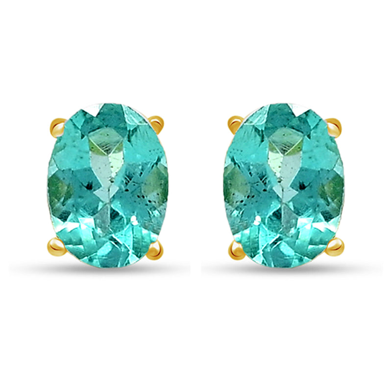 6*4 MM Oval - 18k Gold Vermeil - Neon Blue Apatite Faceted Stud SBC106G-NBF Catalogue