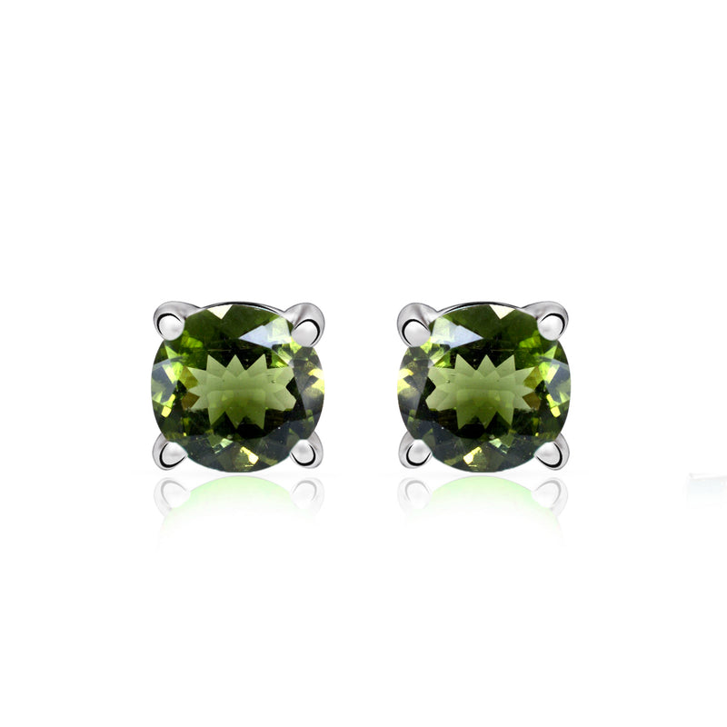 4*4 MM Round - Moldavite Faceted Silver Stud - SBC108-MDF Catalogue