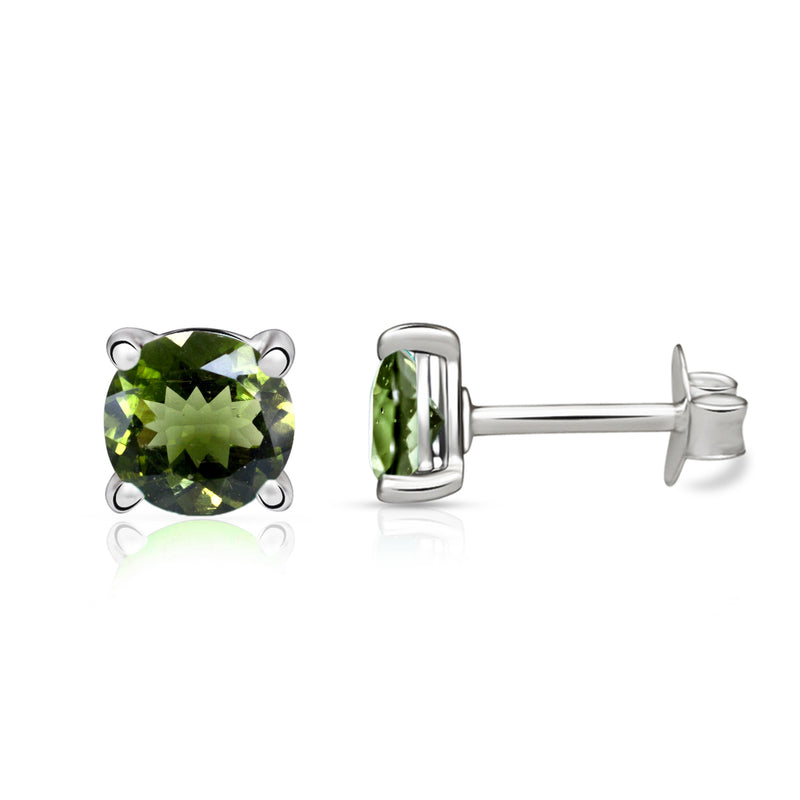 4*4 MM Round - Moldavite Faceted Silver Stud - SBC108-MDF Catalogue