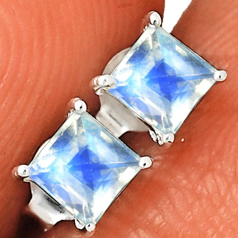 4*4 MM Square - Rainbow Moonstone Faceted Stud - SBC109-MNF Catalogue