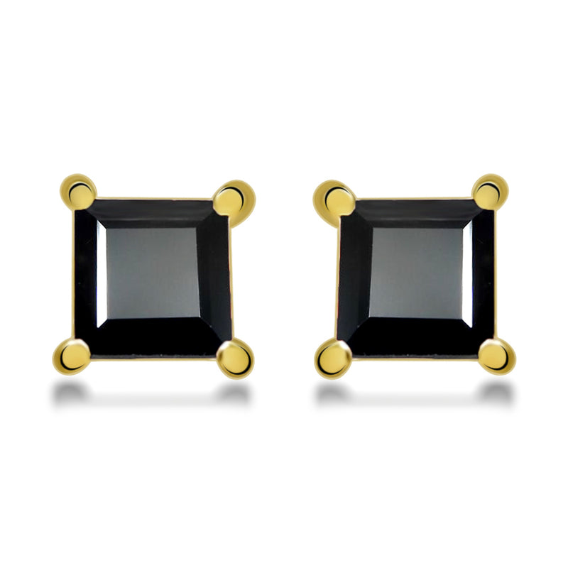 4*4 MM Square - 18k Gold Vermeil - Black Spinel Faceted Stud - SBC109G-BS Catalogue