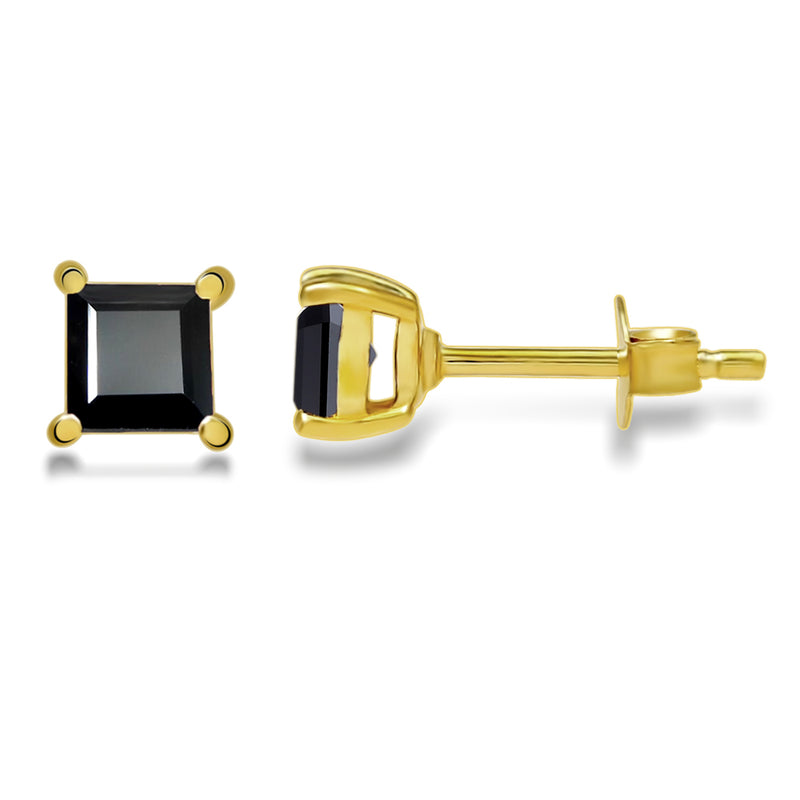 4*4 MM Square - 18k Gold Vermeil - Black Spinel Faceted Stud - SBC109G-BS Catalogue