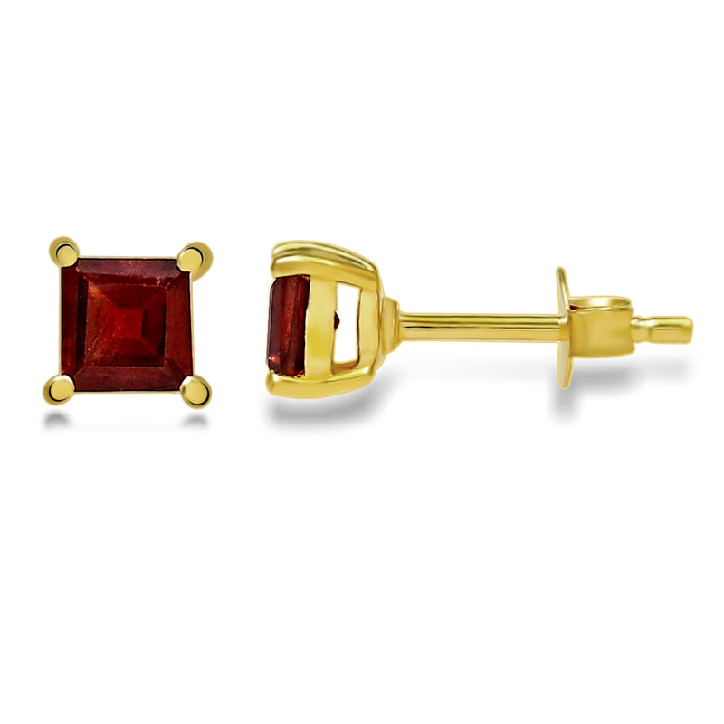 4*4 MM Square - 18k Gold Vermeil - Garnet Faceted Stud - SBC109G-GRF Catalogue