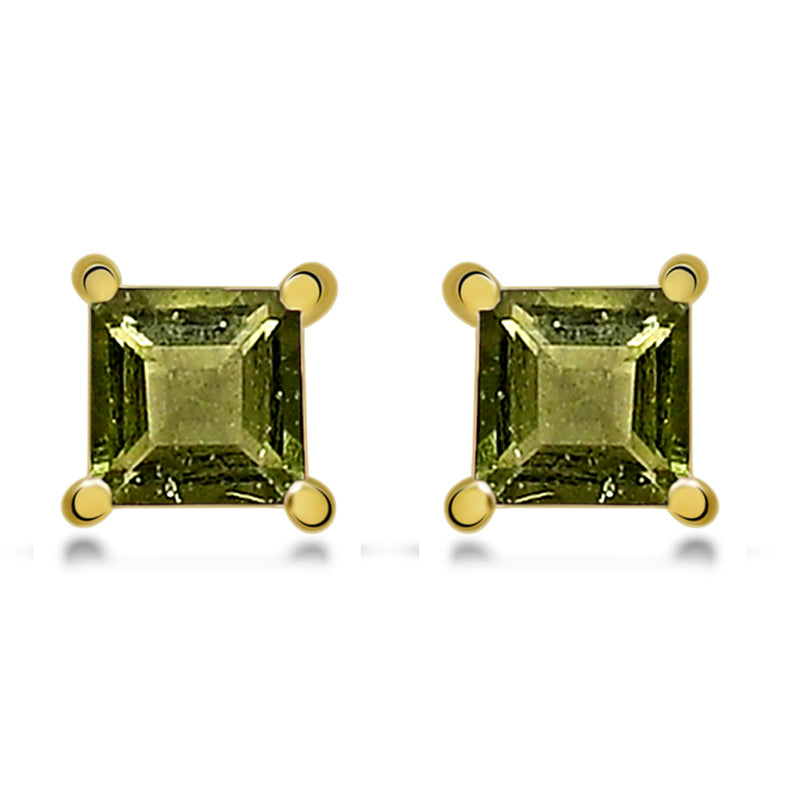 4*4 MM Square - 18k Gold Vermeil - Moldavite Faceted Stud - SBC109G-MDF Catalogue