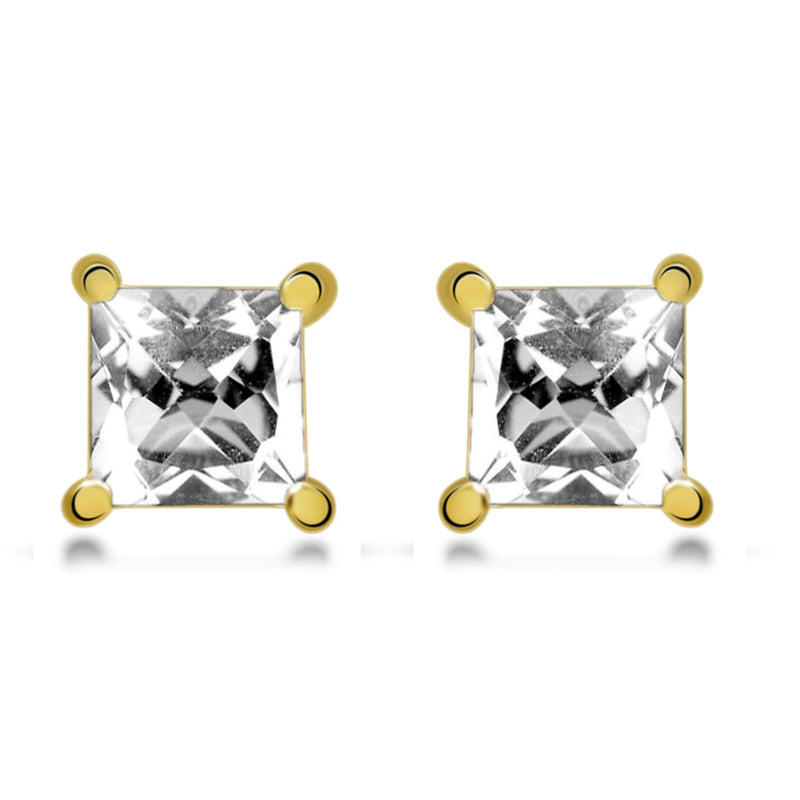4*4 MM Square - 18k Gold Vermeil - Petalite Faceted Stud - SBC109G-PTF Catalogue