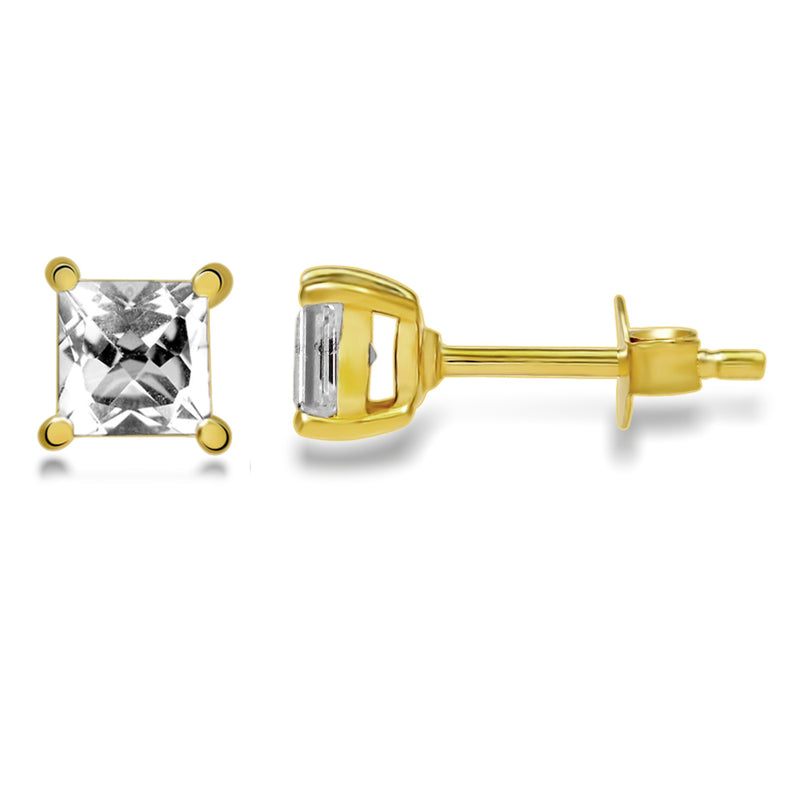 4*4 MM Square - 18k Gold Vermeil - Petalite Faceted Stud - SBC109G-PTF Catalogue