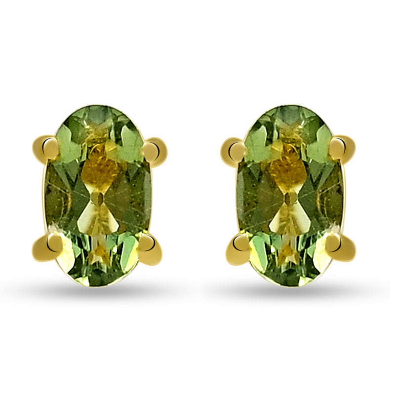 3*5 MM Oval - 18k Gold Vermeil - Moldavite Faceted Stud - SBC110G-MDF Catalogue