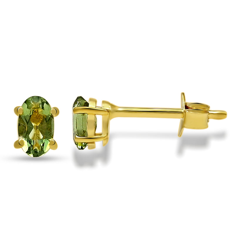 3*5 MM Oval - 18k Gold Vermeil - Moldavite Faceted Stud - SBC110G-MDF Catalogue