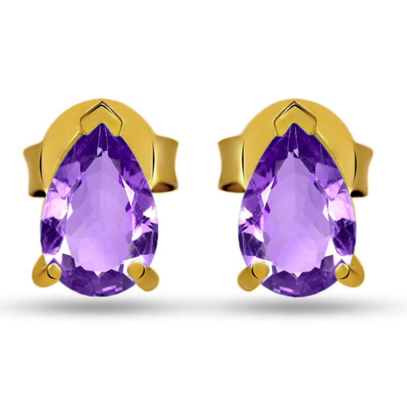 3*5 MM Pear - 18k Gold Vermeil - Amethyst Faceted Stud - SBC111G-AMF