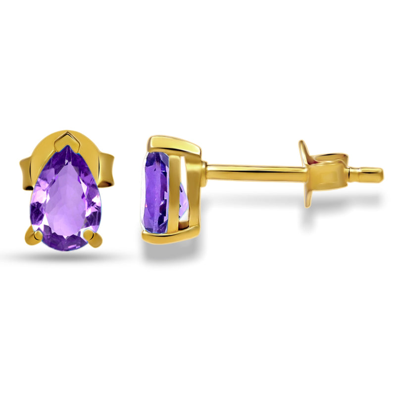 3*5 MM Pear - 18k Gold Vermeil - Amethyst Faceted Stud - SBC111G-AMF