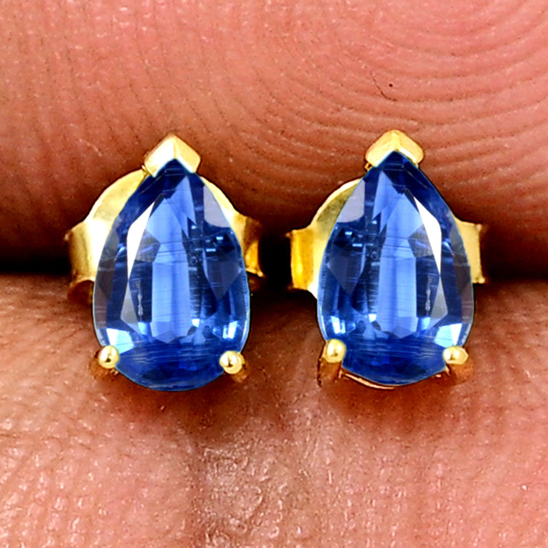 3*5 MM Pear - 18k Gold Vermeil - Kyanite Faceted Stud - SBC111G-KYF