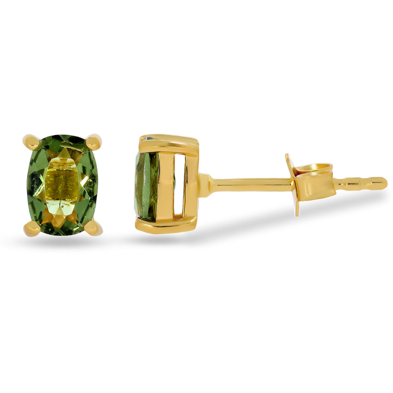 6*4 MM Cushion - 18k Gold Vermeil - Moldavite Faceted Stud - SBC116G-MDF Catalogue