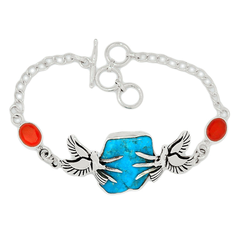 8" Dove - Kingman Turquoise Rough & Carnelian Faceted Bracelets - SBTB120