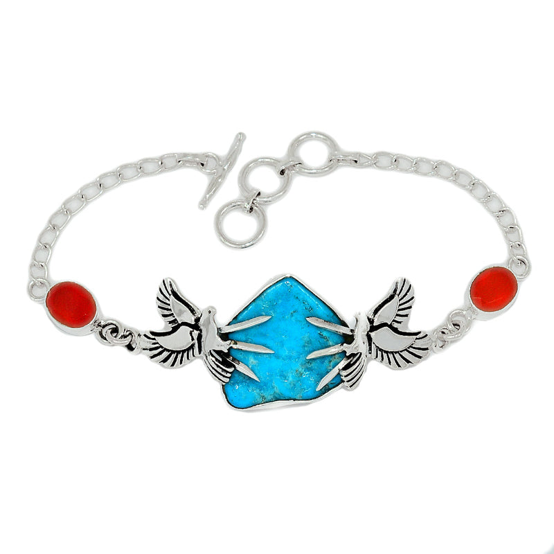 8.1" Dove - Kingman Turquoise Rough & Carnelian Faceted Bracelets - SBTB97