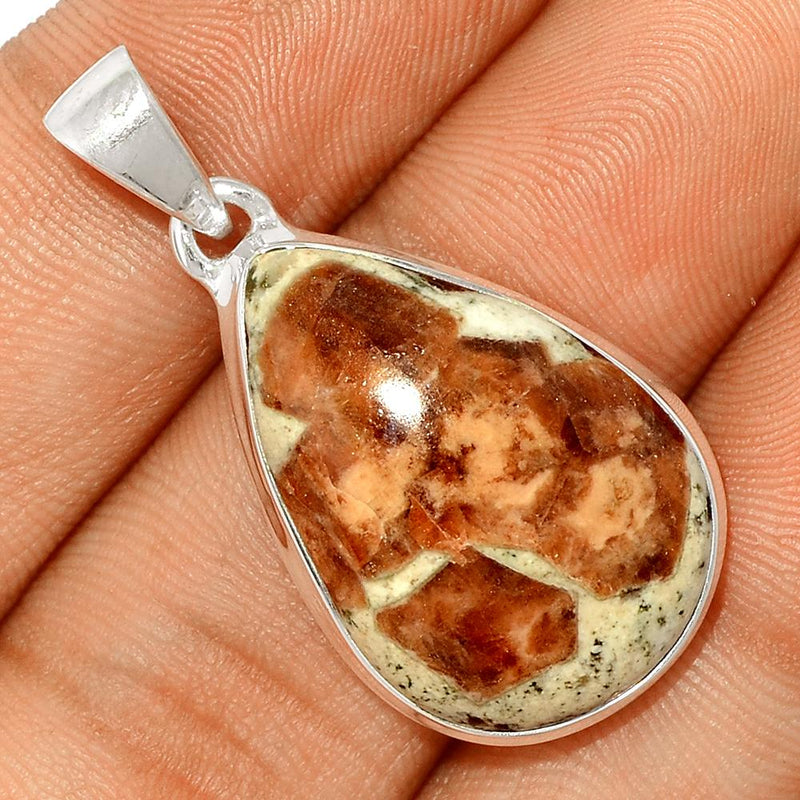 1.5" Spessartine Garnet In Limestone Pendants - SGIP73