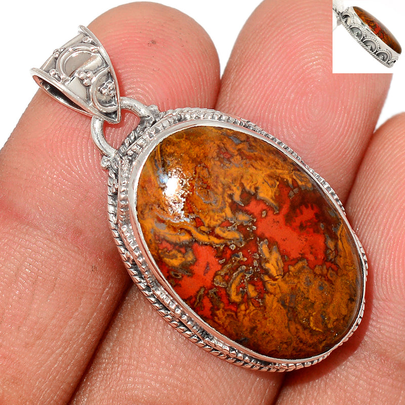 1.5" Fine Filigree - Seam Agate Pendants - SMAP394