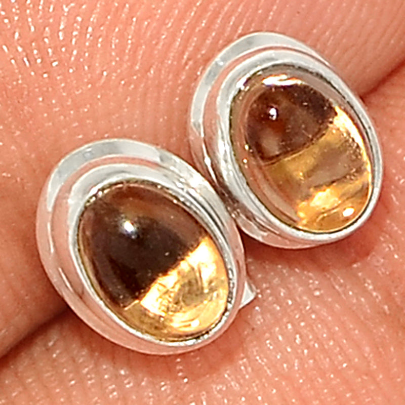 Smokey Quartz Cabochon Studs - SMCS101