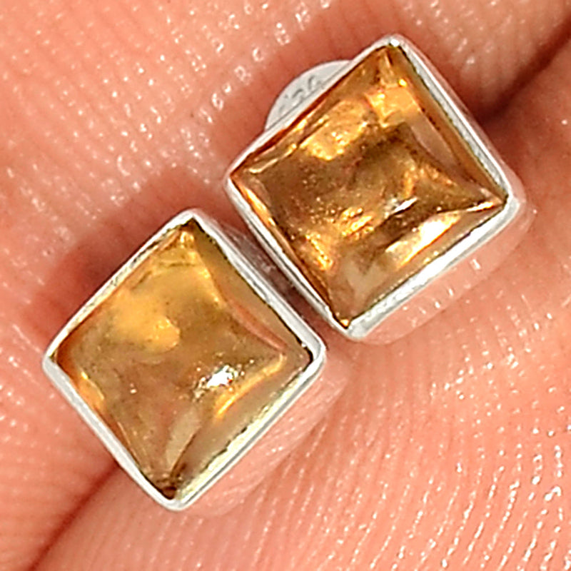 Smokey Quartz Cabochon Studs - SMCS106