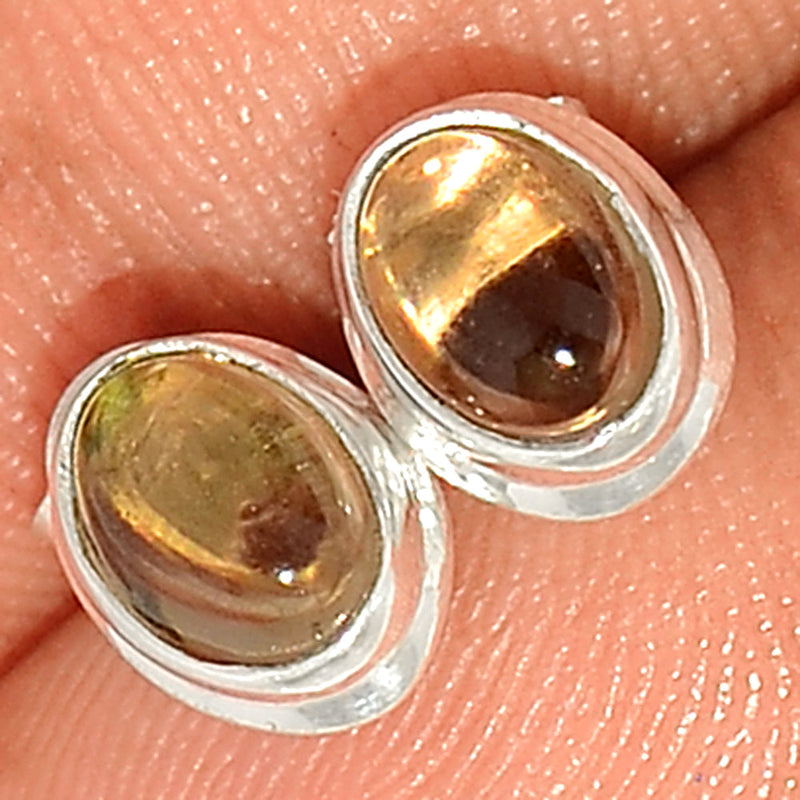 Smokey Quartz Cabochon Studs - SMCS110