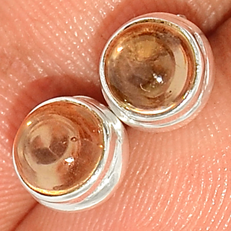 Smokey Quartz Cabochon Studs - SMCS124
