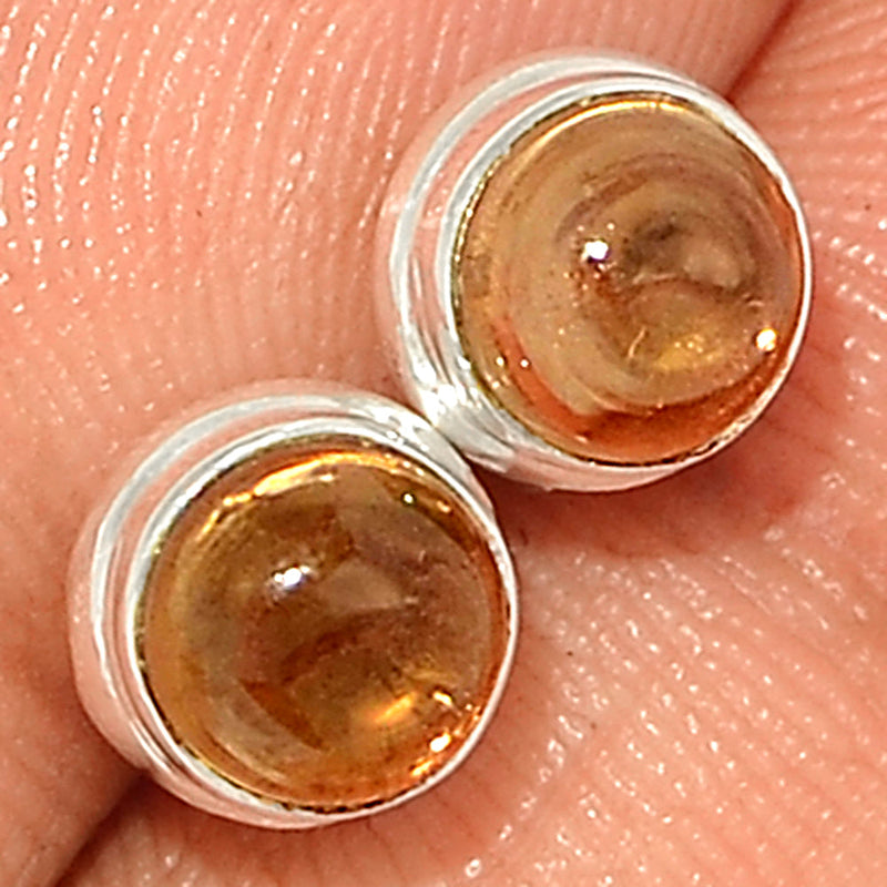 Smokey Quartz Cabochon Studs - SMCS132