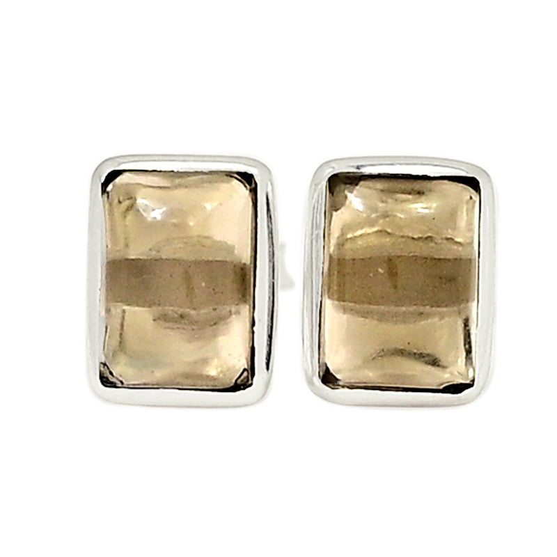 Smoky Quartz Cabochon Studs - SMCS90