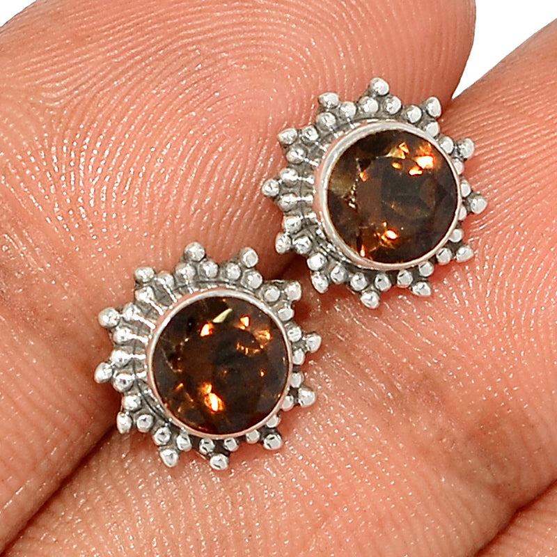 Small Filigree - Smokey Quartz Studs - SMQS319