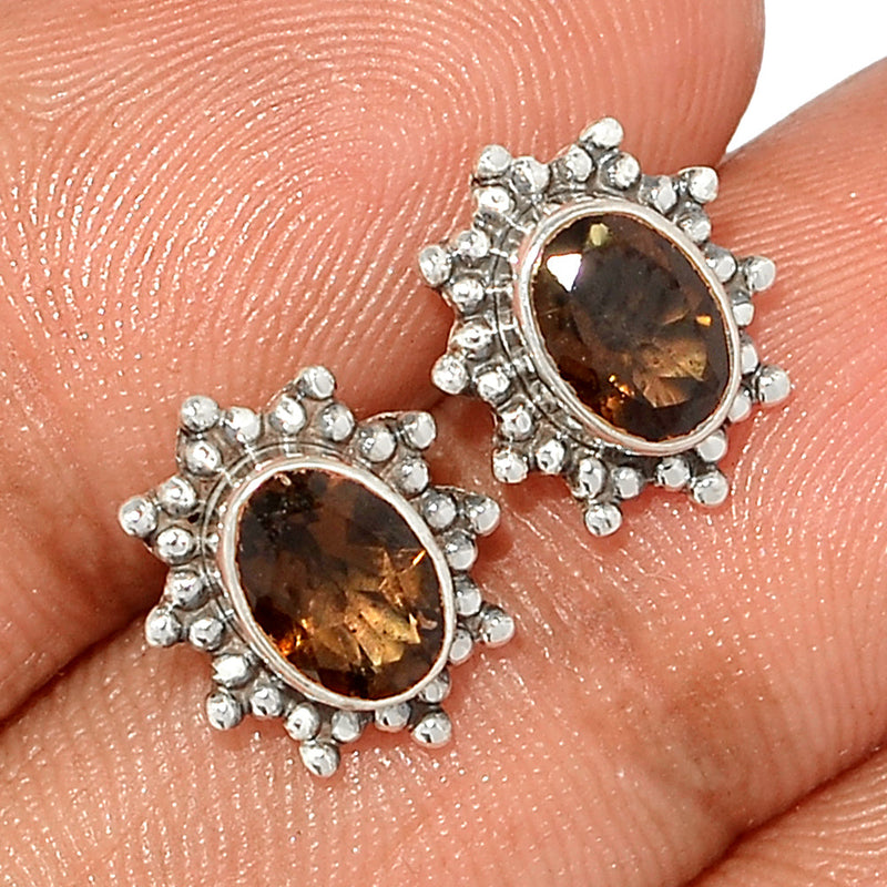 Small Filigree - Smokey Quartz Studs - SMQS321