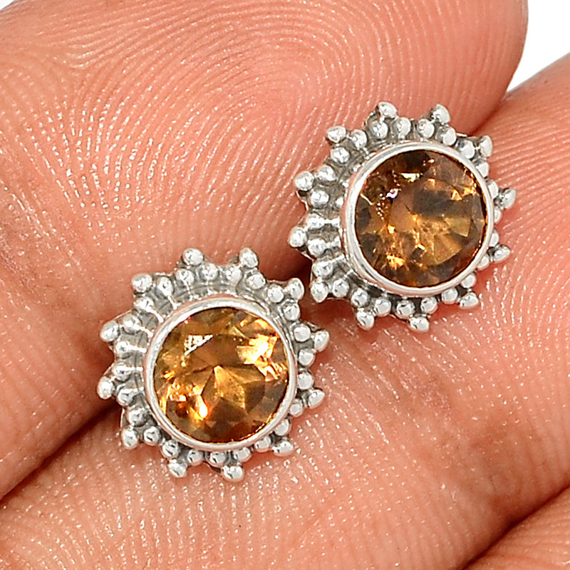 Small Filigree - Smokey Quartz Studs - SMQS328