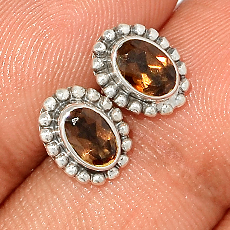 Small Filigree - Smokey Quartz Studs - SMQS342