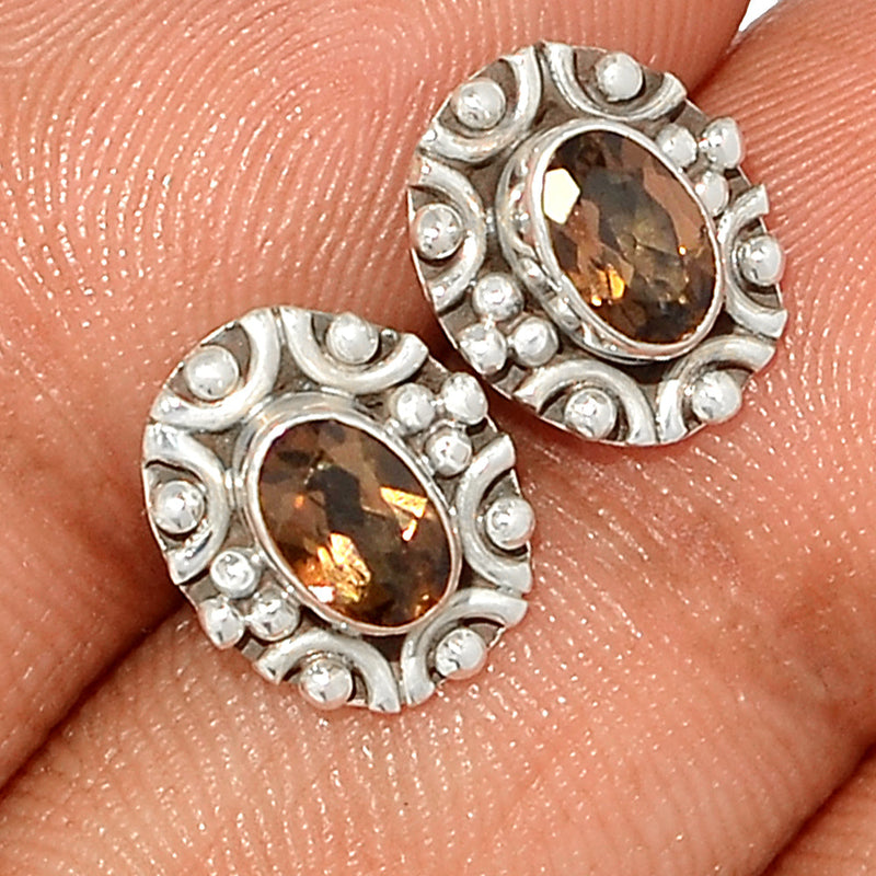Small Filigree - Smokey Quartz Studs - SMQS360