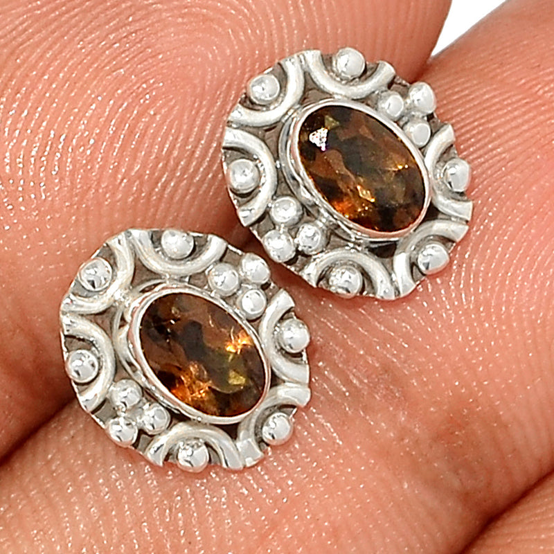 Small Filigree - Smokey Quartz Studs - SMQS368