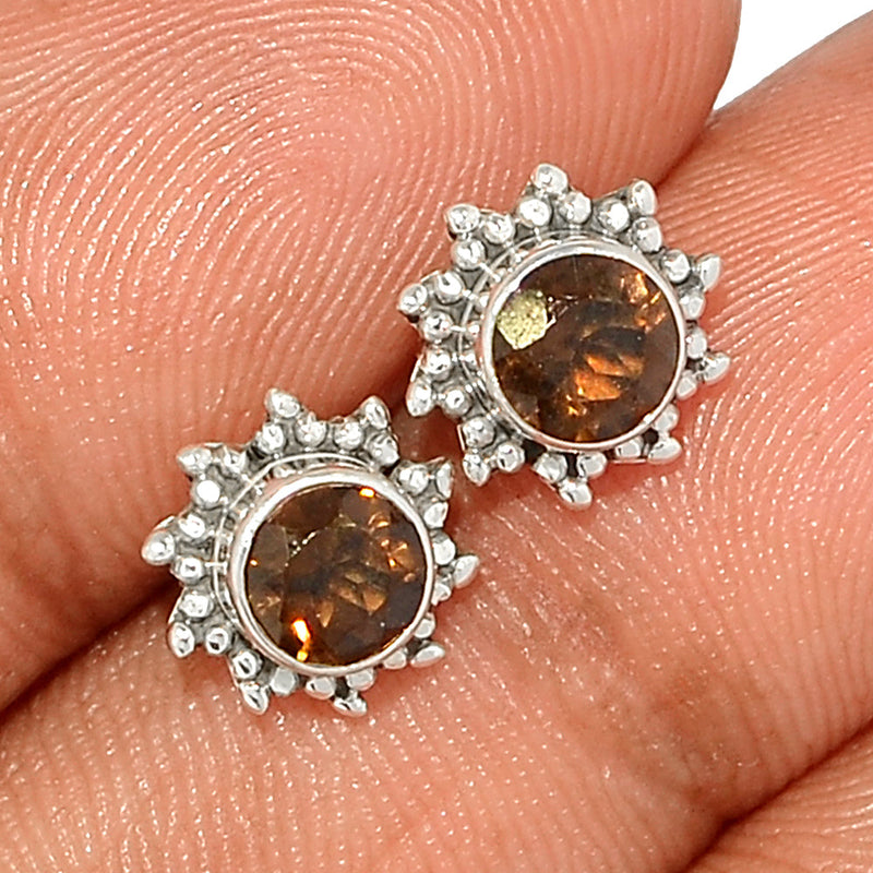 Small Filigree - Smokey Quartz Studs - SMQS374