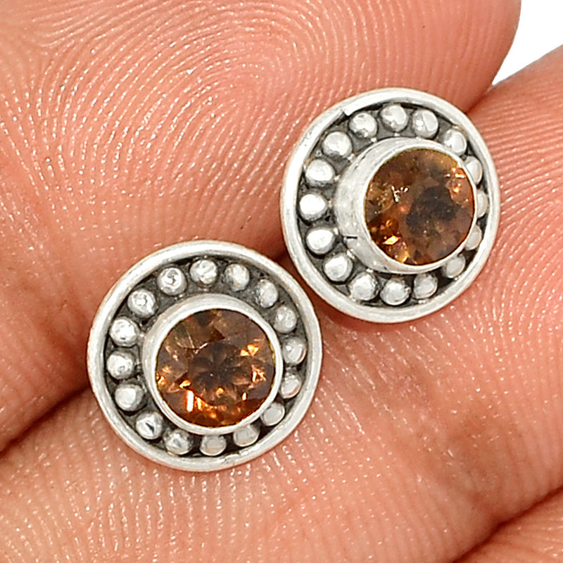 Small Filigree - Smokey Quartz Studs - SMQS381