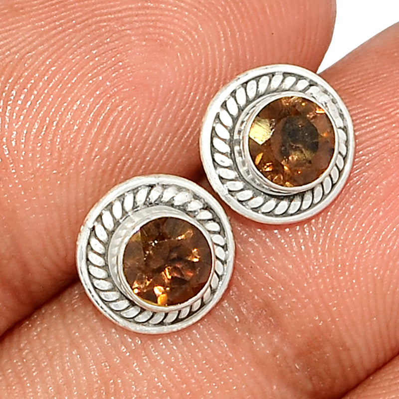 Small Filigree - Smokey Quartz Studs - SMQS382